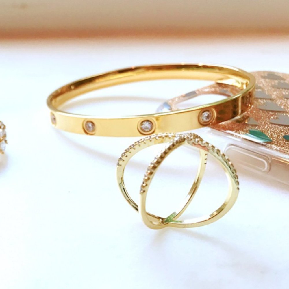 New With Tags X Criss Cross CZ Pave Plated Ring - Picture 11 of 11